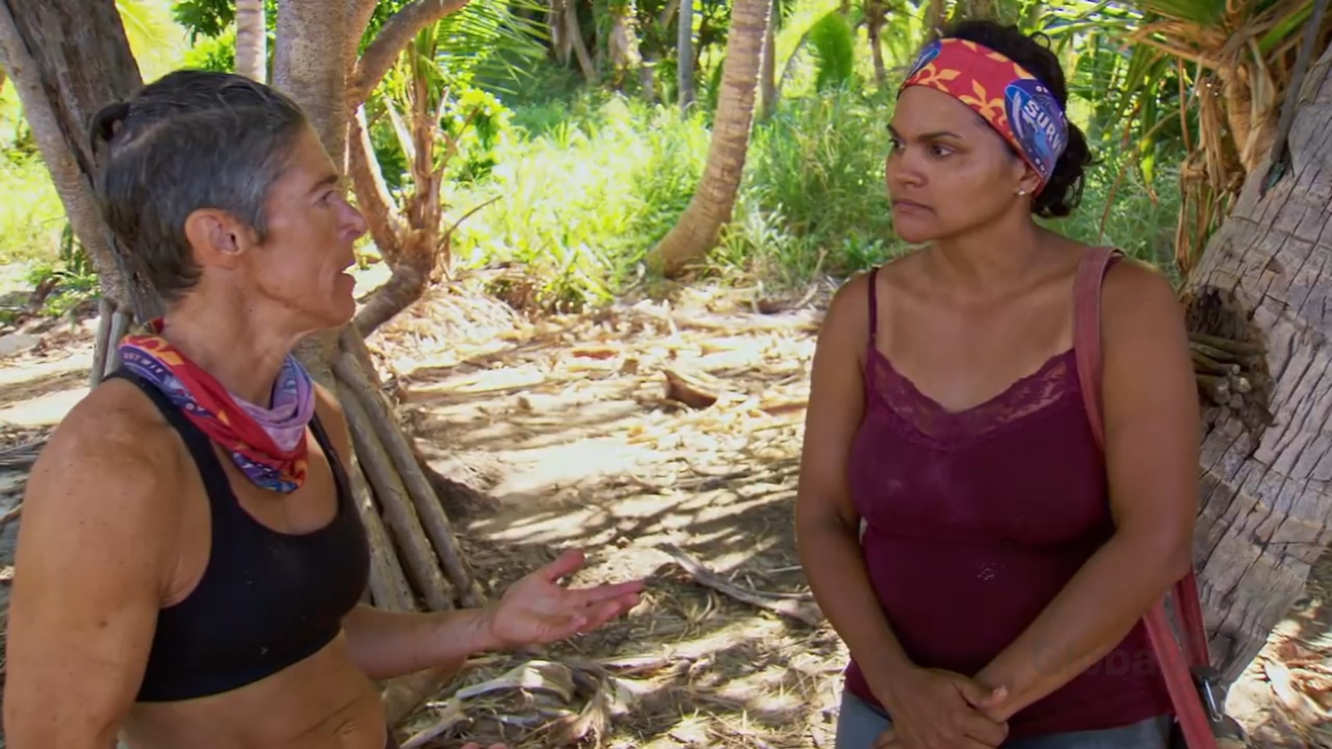 Denise campaigning to Sandra on Survivor: Winners at War