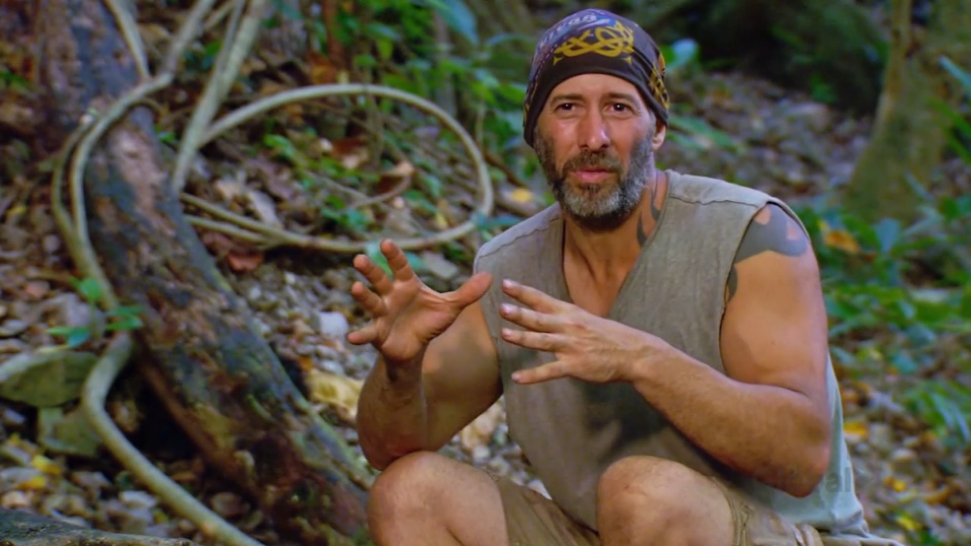 Tony in a confessional on Survivor: Winners at War