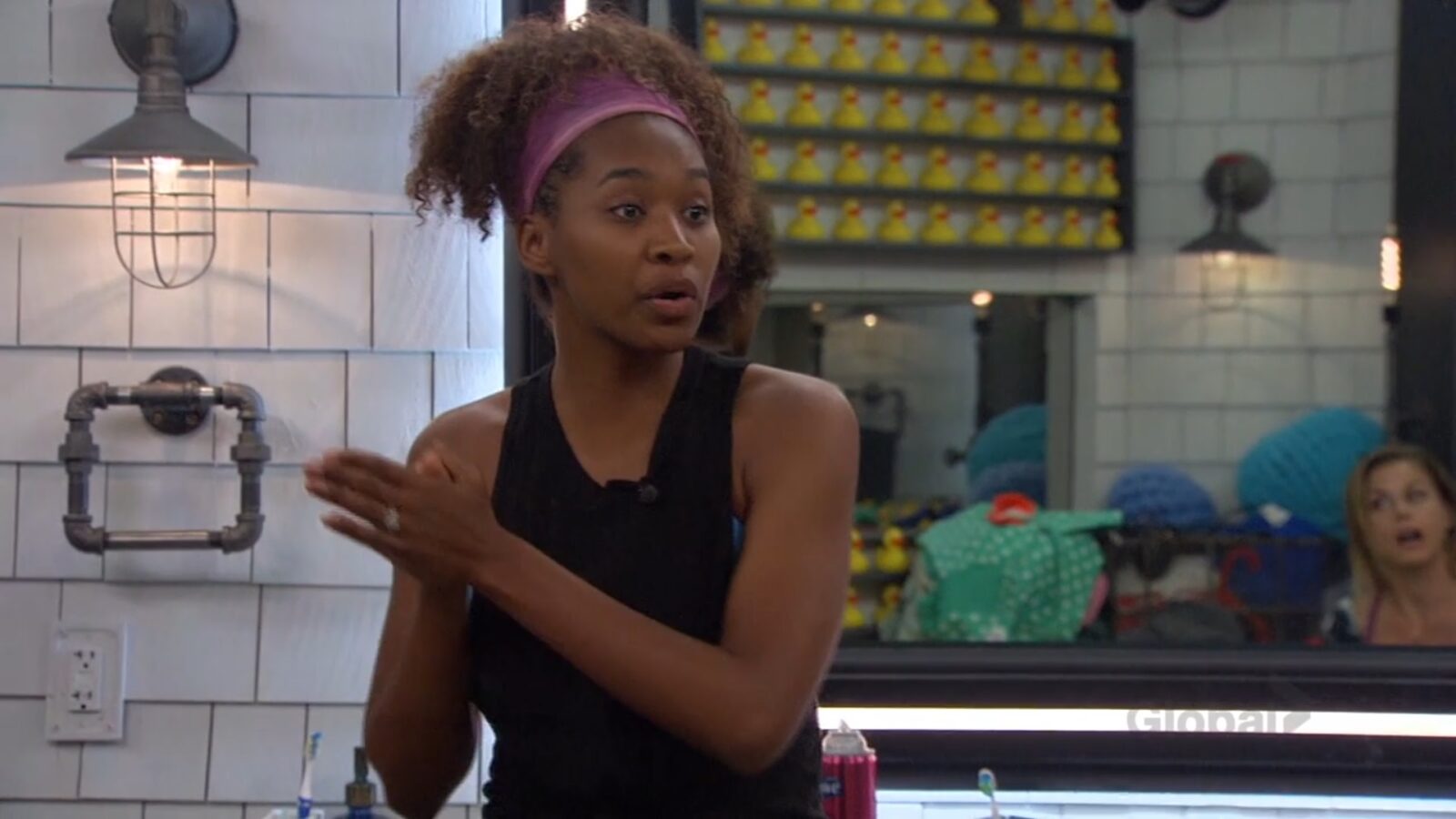 Bayleigh defending herself against Christmas on Big Brother: All-Stars